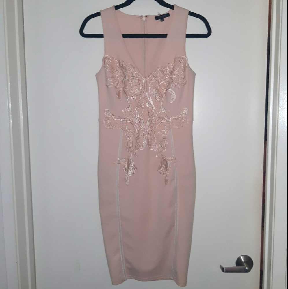 Knee Length V-neck dress Lace Details